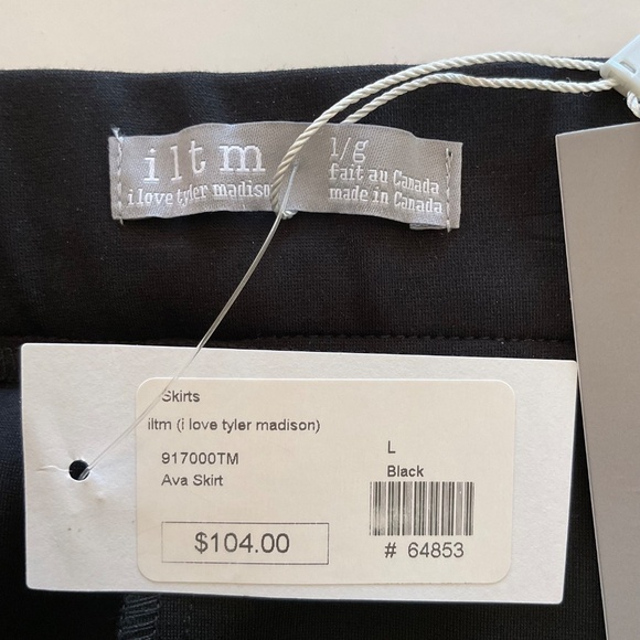 I Love Tyler Madison iltm Ava Skirt Button Front Black Stretch Sz L Ponte Knit - Picture 6 of 13